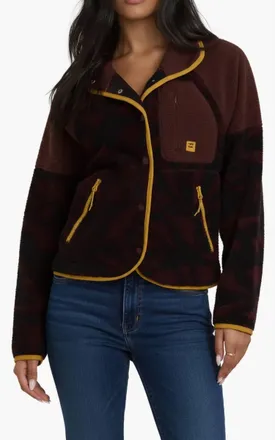 Billabong Popoyo Snap Up Fleece Jacket In Teak