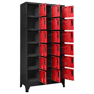 Berkfield Home Locker Cabinet Anthracite & Red 90x40x180 cm Steel | Size: 90 x 40 x 180 cm