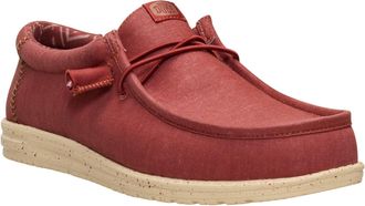 HeyDude Wally Stretch Canvas Textiel Heren Loafers in Verbrand Rood/Boulder Tan
