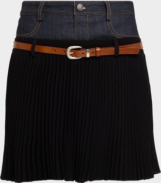 Cinq &agrave; Sept Dionne Mixed-Media Mini Skirt