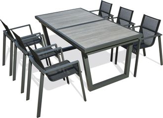 DCB Garden Olhos - Conjunto De Comedor De Jard&iacute;n 6 Plazas De Aluminio Dcb Garden