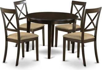 East West Furniture BOST5-CAP-C 5 PC small Kitchen Table set-round Table and 4 Dining Chairs