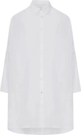 120% Lino Kortmouw Regular-Fit Linnen Shirt - Dames - Overhemden - Wit - M - Linnen - Overhemden