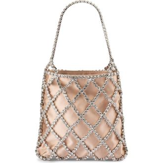 Olga Berg Kit Crystal Cage Top Handle Bag in Natural at Nordstrom