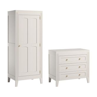 Vox Commode 3 Tiroirs Et Armoire 1 Porte Vox Milenne Blanc