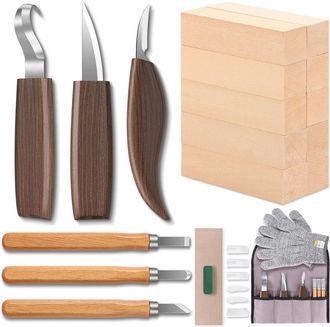 OEM Juego De Tallado De Madera De Nogal Y Acero Al Cromo Vanadio 20 En 1: Cuchillo Para Tallar, Cuchillo Para Pelar, Cuchillo Para Raspar, Cuchillo Cuchar