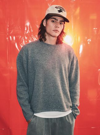 Djab Mens Rolled-hem loose sweater