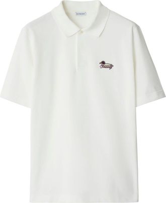 Burberry logo-patch cotton polo shirt - men - Cotton/Mother of Pearl - S - Neutrals