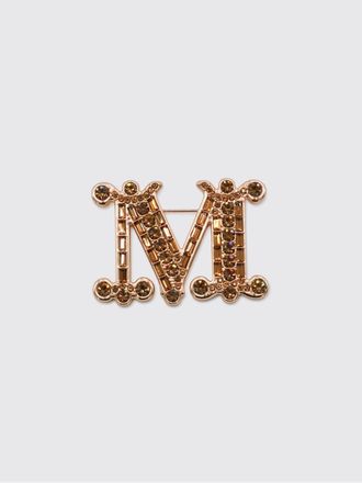 Max Mara Crystal-Embellished Monogramme Brooch in Metal