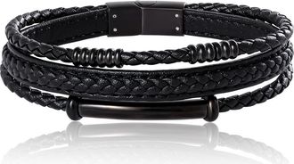 Lucky Brand Stainless Steel Triple Row Black Cord Bracelet - 8.25 at Nordstrom