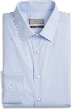 Canali Regular Fit Dress Shirt in Blue at Nordstrom, Size 15.5