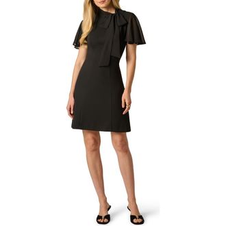 Adrianna Papell Crepe & Chiffon Dress in Black at Nordstrom, Size 10