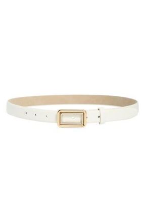 Steve Madden Two-Tone Buckle Textured Faux Leather Belt in White at Nordstrom Rack, Size X-Large