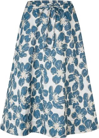 Lollys Laundry Bristol Midi Rok - Dames - Midirokken - Blauw - 2XL - Polyester - Rokken