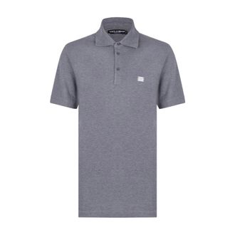 Dolce & Gabbana Cotton polo-shirt with branded tag - male - Dolce & Gabbana - Polo Shirts - Gray - L - Tops
