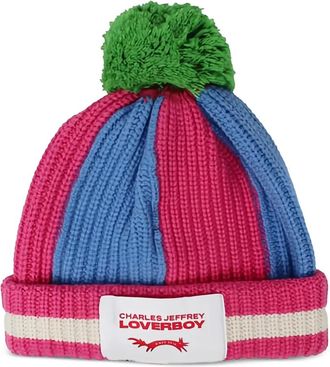 Charles Jeffrey Loverboy Berretto a righe con pompon - Rosa