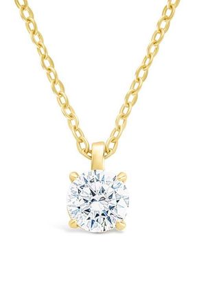 Sterling Forever Round Cubic Zirconia Pendant Necklace in Gold at Nordstrom