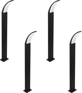 Loops 4 PACK IP44 Outdoor Bollard Light Black Aluminium 11W LED Lamp Post