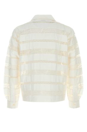 Bode Mens White Poplin Shirt Cream Exterior: Cotton Camicie