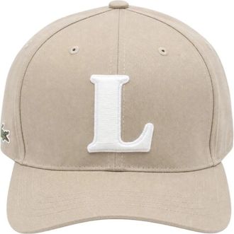 Lacoste 3D Geborduurde Baseball Cap - Heren - Petten - Beige - M - Katoen - Accessoires