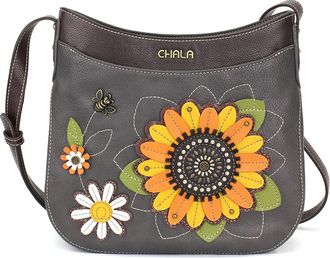 Chala Crescent Crossbody Women Shoulder Purse with Adjustable Strap, Sunflower - Ink, One Size