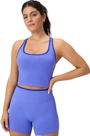 Fabletics Seamless Cropped Built-In Bra Tank in Sapphire Sky/admiral Blue at Nordstrom, Size Xx-Large