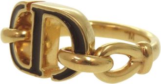 Dior Gold Gold Plating Band Ring (Pre-Owned)