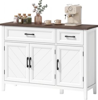 HOMCOM Homcom Credenza Cucina Con Cassetto E Ripiani Regolabili 110x35x80 Cm Bianca