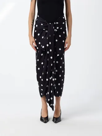 Sportmax Gonna midi a portafoglio in seta a pois con nodo in vita