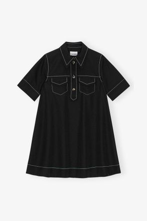 Ganni Black Crepe Mini Dress - Size 32