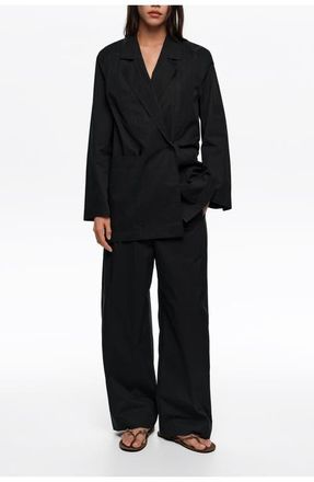 Bimba & Lola Barrel Trousers With Stitching in Black at Nordstrom, Size 40 Eu