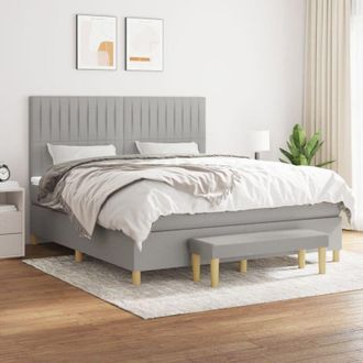 vidaXL Vidaxl - Cama Box Spring Con Colch&oacute;n Tela Gris Claro 160x200 Cm