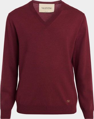 Valentino Garavani Men & apos;s Wool Vlogo V-Neck Sweater