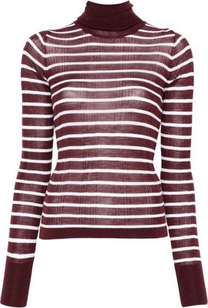 Alysi Gestreept Top met Hoge Hals - Dames - Coltruien - Veelkleurig - S - Wol - Truien & Vesten