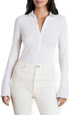 Rag & Bone Gemma Floral Jacquard Polo in White at Nordstrom Rack, Size Xx-Small