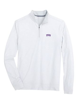 Southern Tide Mens Tcu Stripe 1/4 Zip Sweater In Heather Slate Grey
