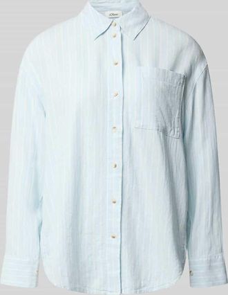 s.Oliver Red Label Relaxed Fit Langarmbluse aus Leinen-Viskose-Mix in Hellblau, Gr&ouml;&szlig;e 34