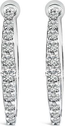 House of Brilliance 10K Gold 1/4 Cttw Lab Grown Diamond Heart Shaped Huggy Hoop Earrings in White at Nordstrom