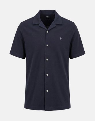 Fynch-Hatton Mens Short Sleeved Resort Shirt Navy - Size: 40/Regular