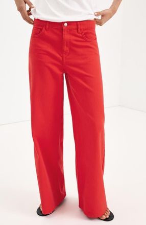 Mango Low Rise Wide Leg Jeans in Red at Nordstrom, Size 10