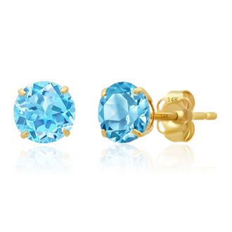 MAX + STONE 14k Yellow Gold 6MM Round Stud Gemstone Earrings