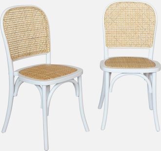 Sweeek Silla Vintage De Madera Y Rat&aacute;n, Set De 2