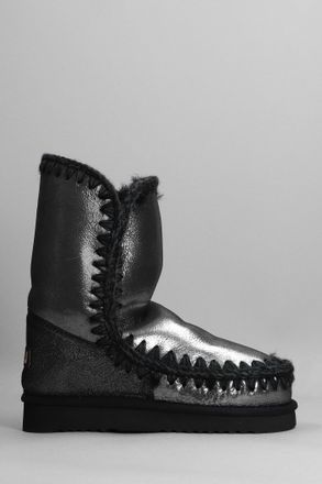 Mou Eskimo 24 Low Heels Ankle Boots In Black Glitter