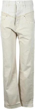 Isabel Marant Katoenen Jeans - Dames - Wijde Broeken - Beige - S - Katoen - Broeken