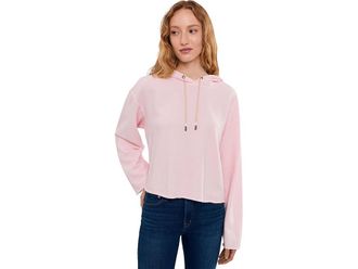 Mod-o-doc Textured Cotton Long Sleeve Shirttail Hoodie Sweatshirt Womens Sweatshirt Rosewater : LG (US 12-14)