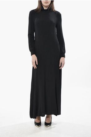 Khaite High-Neck Maxi Dress with Flared Design size S