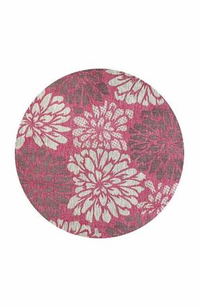 Jonathan Y Designs Zinnia Modern Floral Textured Weave Indoor/Outdoor Round Area Rug in Fuchsia/light Gray at Nordstrom, Size 5Ft 0In X 5Ft 0In