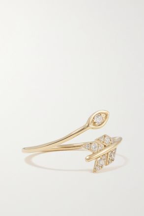 Sydney Evan Anello In Oro 14 Carati Con Diamanti Evil Eye Arrow