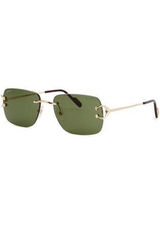 Cartier Cartier Signature C De Cartier Rimless Rectangle-frame Sunglasses - Gold