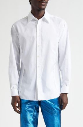 Maison Margiela Long Sleeve Button-Up Shirt in White at Nordstrom, Size 39